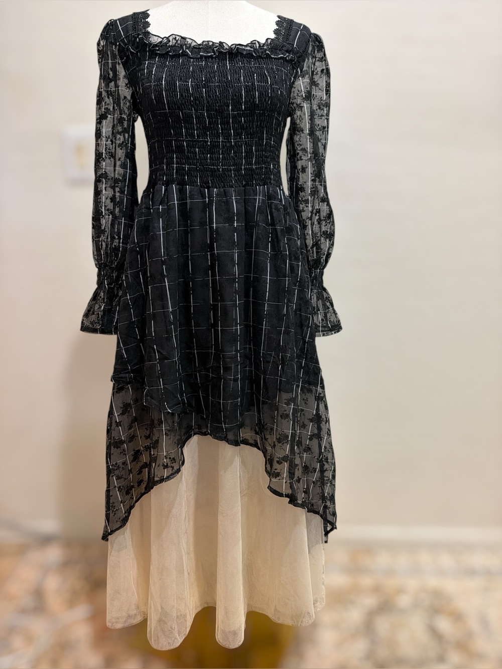 Whimsigoth Fairycore Black Dress Cottagecore Witchy Renaissance Romantic Goth XL